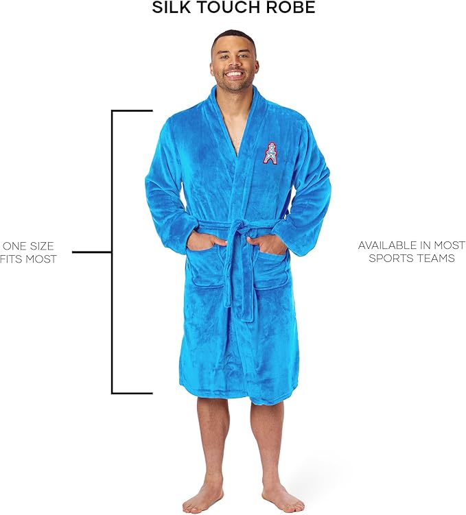 NFL Adult Unisex Silk Touch Bathrobe, Officially Licensed Loungewear, Soft Plush Polyester