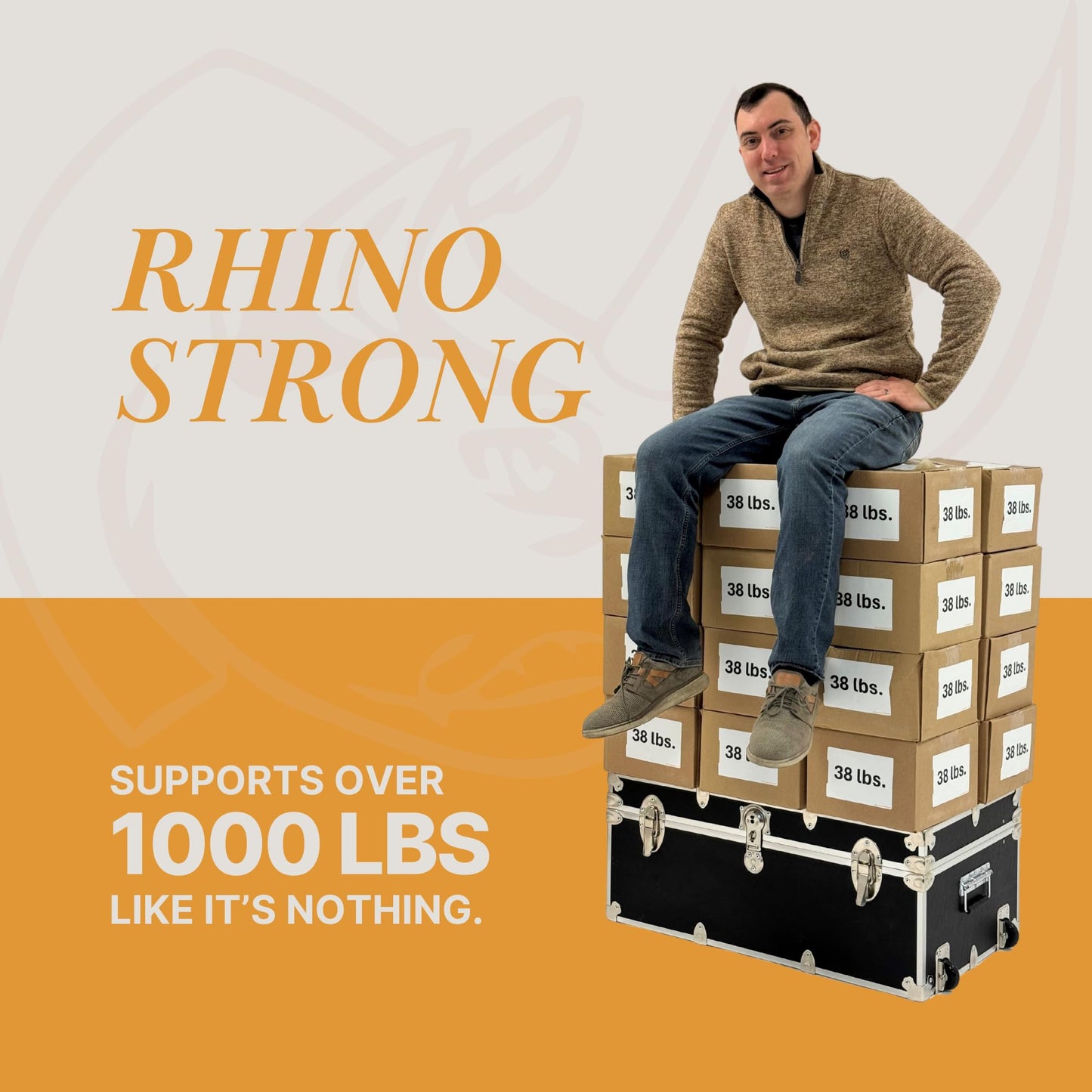 Rhino Trunk & Case Small Essential Trunk With Wheels, Tray, & Lid Organizer - 30"x17"x13", 1000+ lbs Capacity. Strong, USA Made Summer Camp Footlocker, and Secure College Dorm Storage Chest