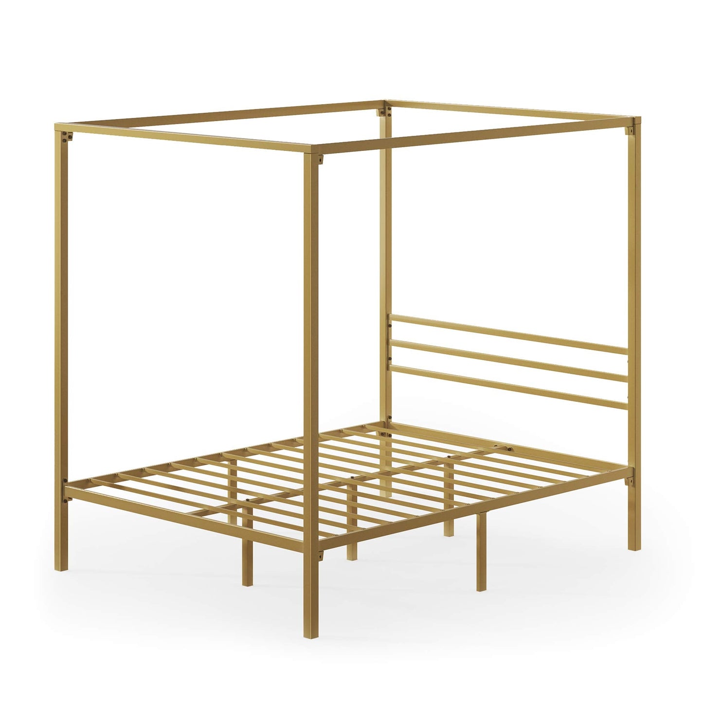 Zinus Patricia Gold Metal Canopy Platform Bed Frame, Mattress Foundation with Steel Slat Support, No Box Spring Needed, Easy Assembly, Queen
