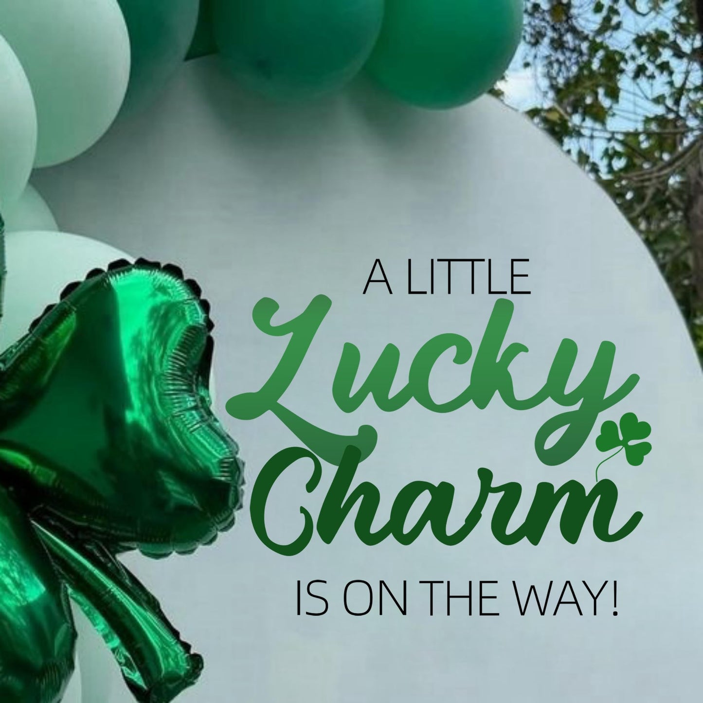 A Little Lucky Charm Decal for Baby Shower Decorations - St Patrick's Day Gender Reveal Sign Decal, Green Shamrock Theme Baby Shower Party Decal Sign for Balloon Arch, Backdrop