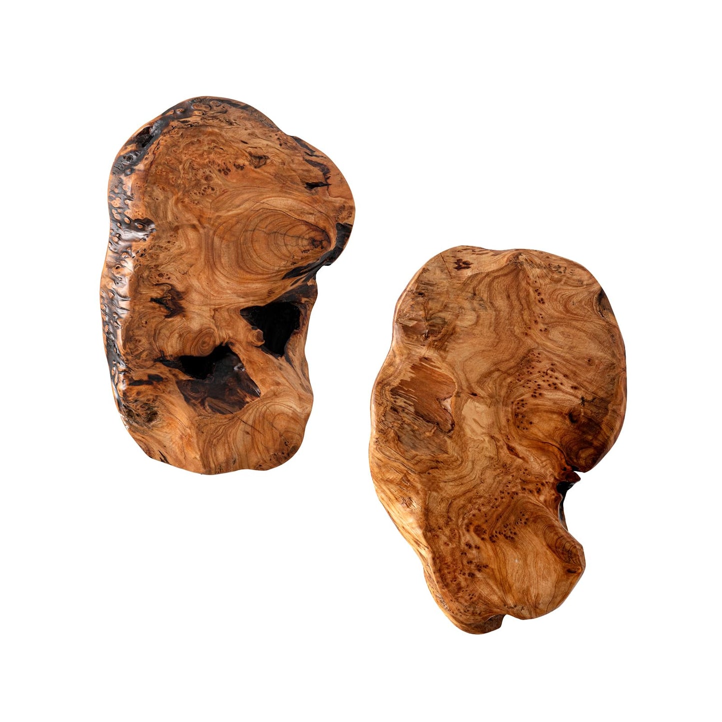 JOLLYMER 2-Pack Cedar Wood Live Edge Wall Vases – Natural Edge Hanging Flower Vase, Organic Root Carved, Rustic Home Décor, Handcrafted Wall Mounted Wooden Vase (Flowers Not Included)