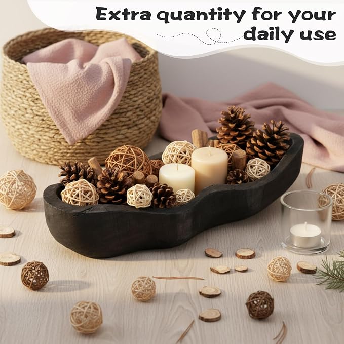 Nuogo 1 Pack 16 Inch Wavy Edge Dough Bowl Large Size Wood Rustic Dough Bowl Decorative for DIY Farmhouse Home Supplies Kitchen Decoration(Black)
