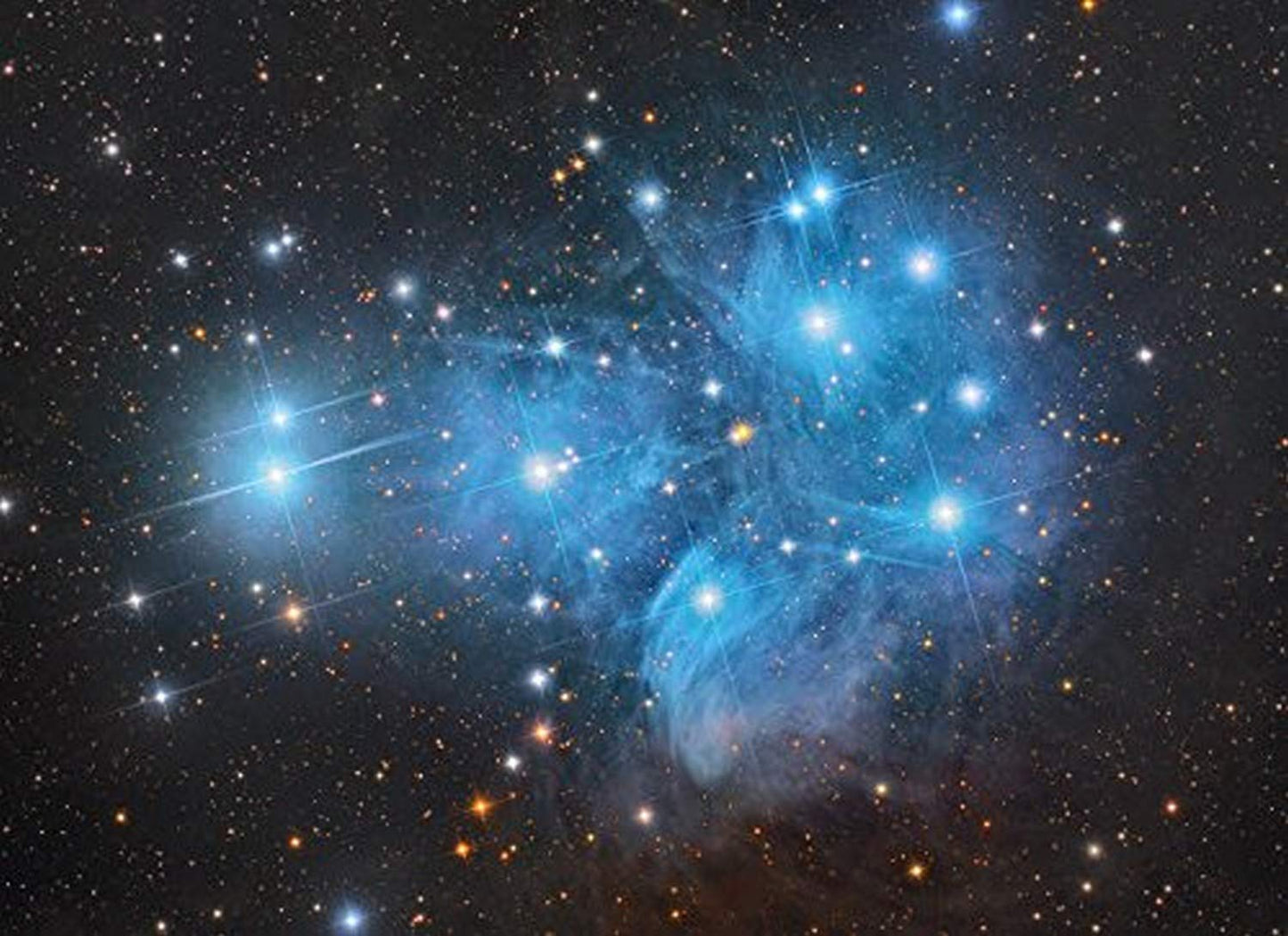 The Pleiades open star cluster in the constellation of Taurus Poster Print by Roberto ColombariStocktrek Images (17 x 11)
