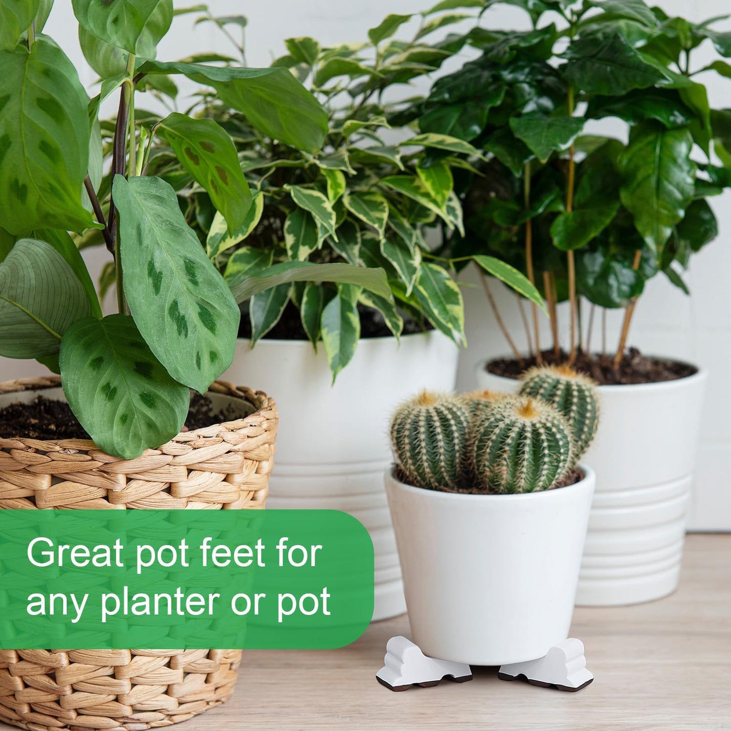 Kigeli 12 Pcs Resin Pot Feet for Outdoor Planters 3 Inch Long 1.5 Inch Tall Flower Handmade Elevator Plant Feet Frost Proof Lifter for 14-20 in Pot(White)