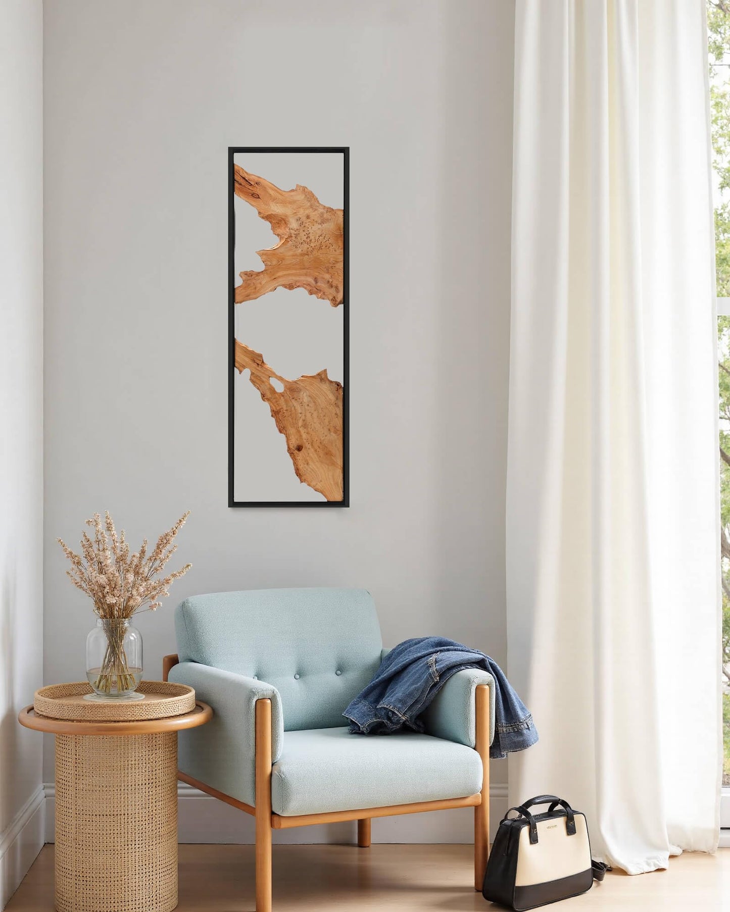 36''×12''Rustic Wood Wall Art–Handcrafted Natural Wood Decor, One-of-a-Kind Design for Living Room, Bedroom, Statement Display or Office