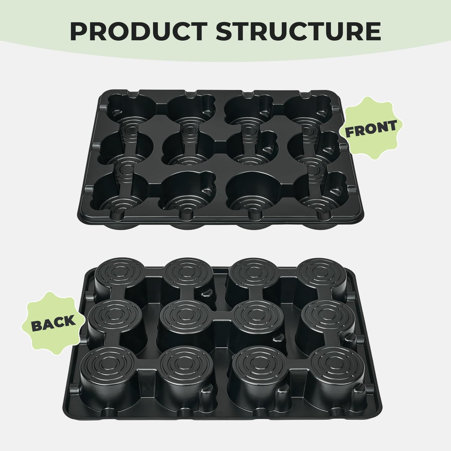 homenote 4 Inch Seed Starting Trays with Clear Nursery Pots, 2-Pack 12-Cell Seedling Starter Trays & 4" Nursery Pots 24 Pcs with Drainage, Plant Starter Germination Trays for Indoor Outdoor Growing