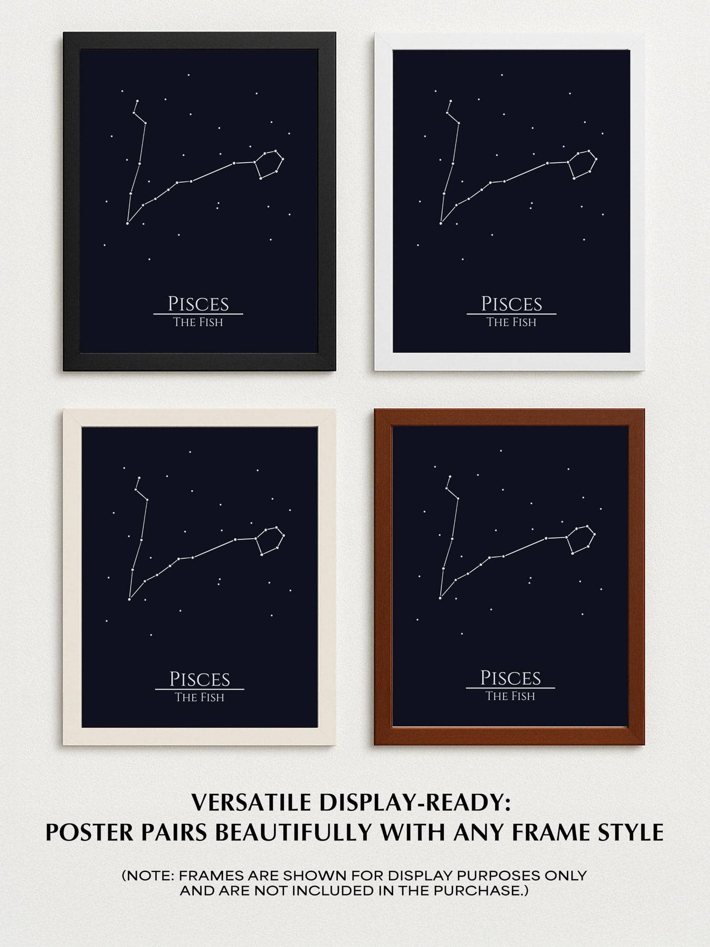 Zodiac Wall Art – Pisces Constellation Poster 11x14, Astrology Wall Art Print in Midnight Black – Pisces Zodiac Sign Gift for Women or Men, Celestial Bedroom or Office Decor, Unframed