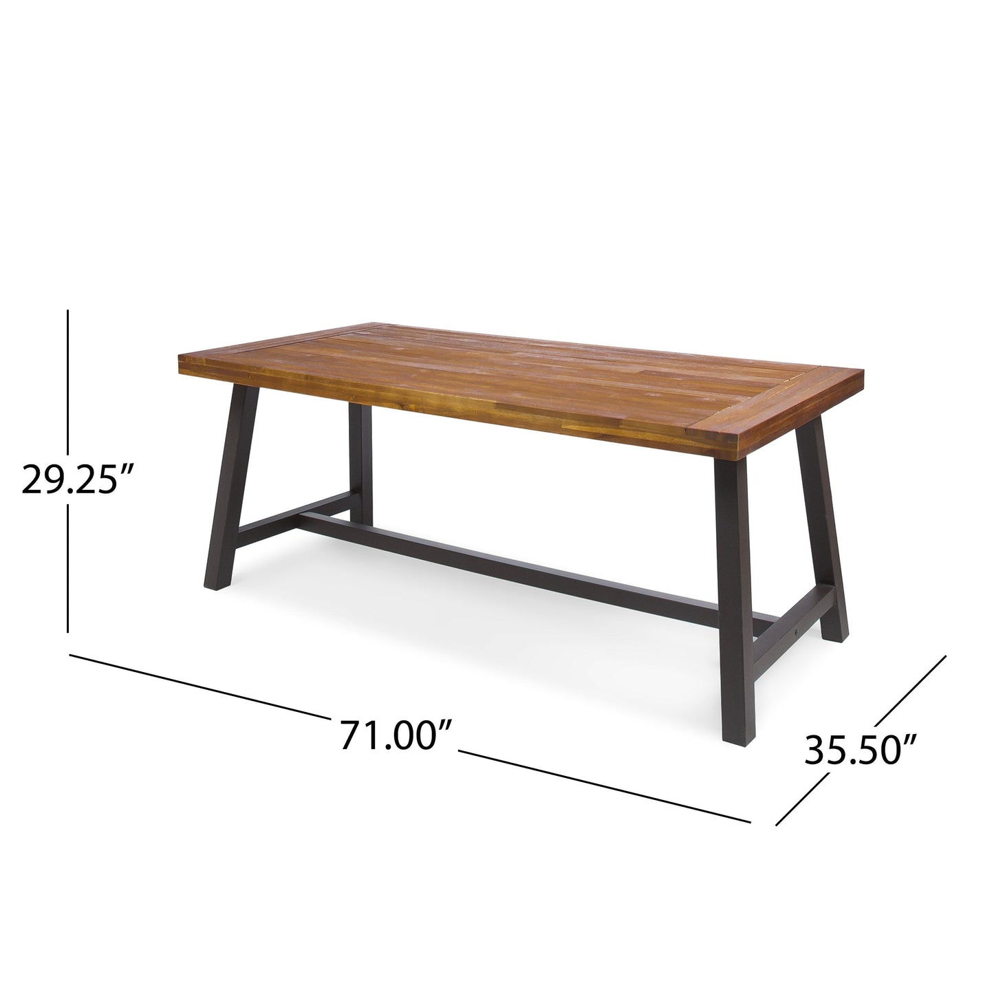Christopher Knight Home Carlisle Outdoor Dining Table with Iron Legs, Sandblast Finish / Rustic Metal