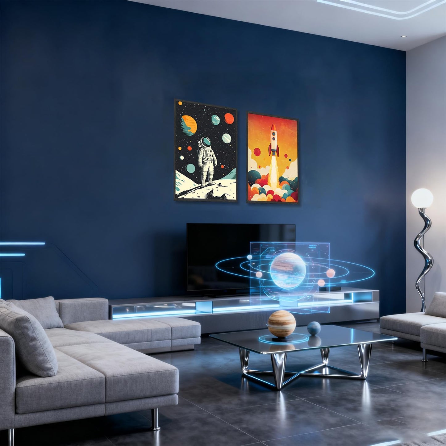 2 PCS Astronaut Wall Art Children'S Astronaut Canvas Pictures Kids Spaceman Posters Printing Artwork Rocket Paintings Wall Decor for Teen Boys Room Living Room Bedroom Decoration 8X10 In Poster