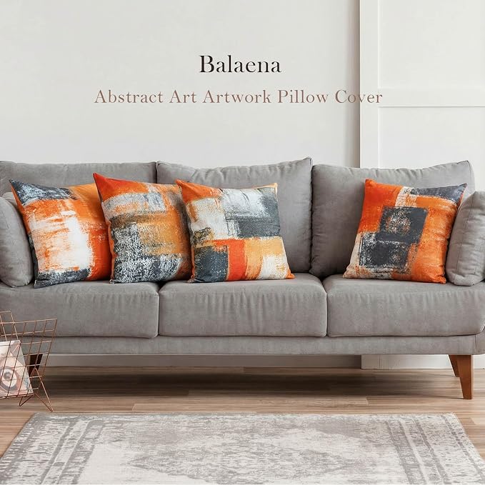 Burnt Orange Throw Pillow Covers 20x20 Set of 4 Decorative Cushion Cover Taupe Abstract Art Painting Pillow Covers for Sofa Couch Bedroom Living Room Outdoor Home Décor