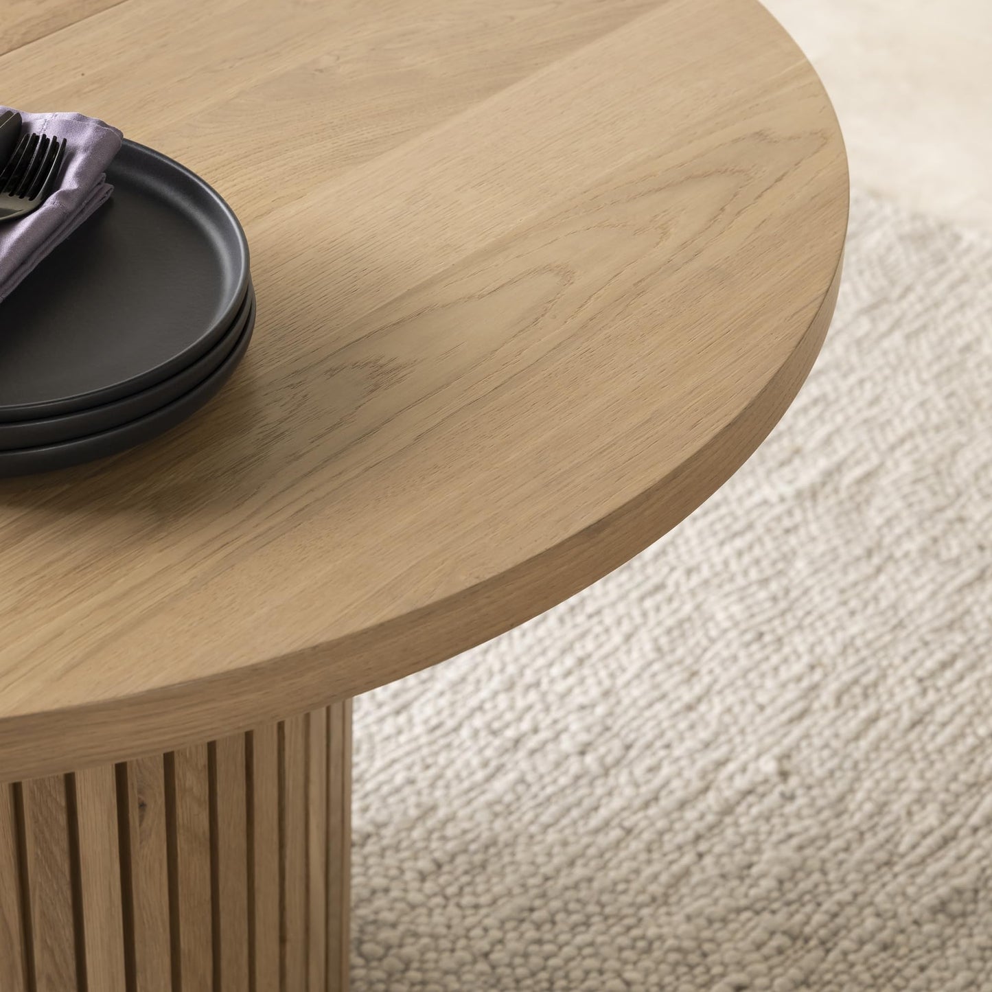 Transformer Table - Solid Wood Extendable Round Dining Table Set with 6 Chairs, Seats 2-10, Extendable Round Dining Set, Space-Saving Modern Furniture, Natural (Table + 6 Chairs)