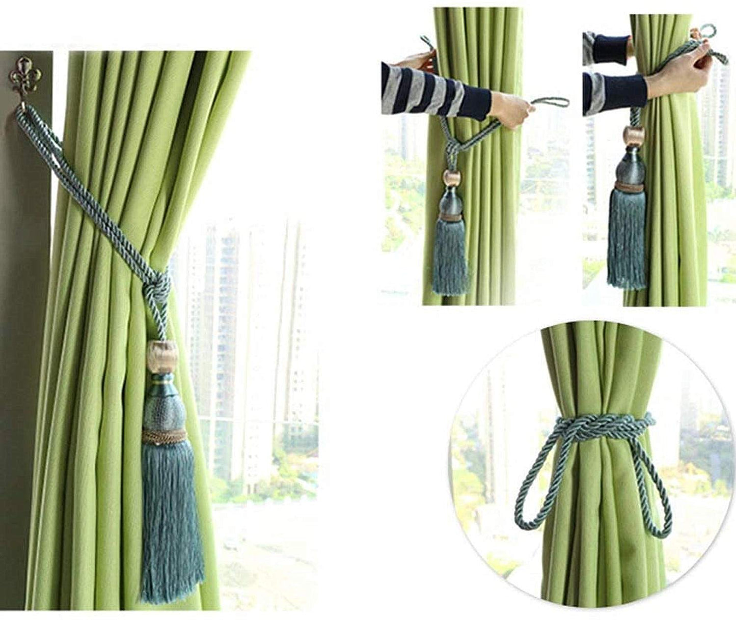 Selling Wonderful Curtain Holdbacks Curtains Tiebacks Home Decorative Braided Buckle Fastener Accessories Window Drapery Ball Tassels Tiebacks, Set of 2(Gold)