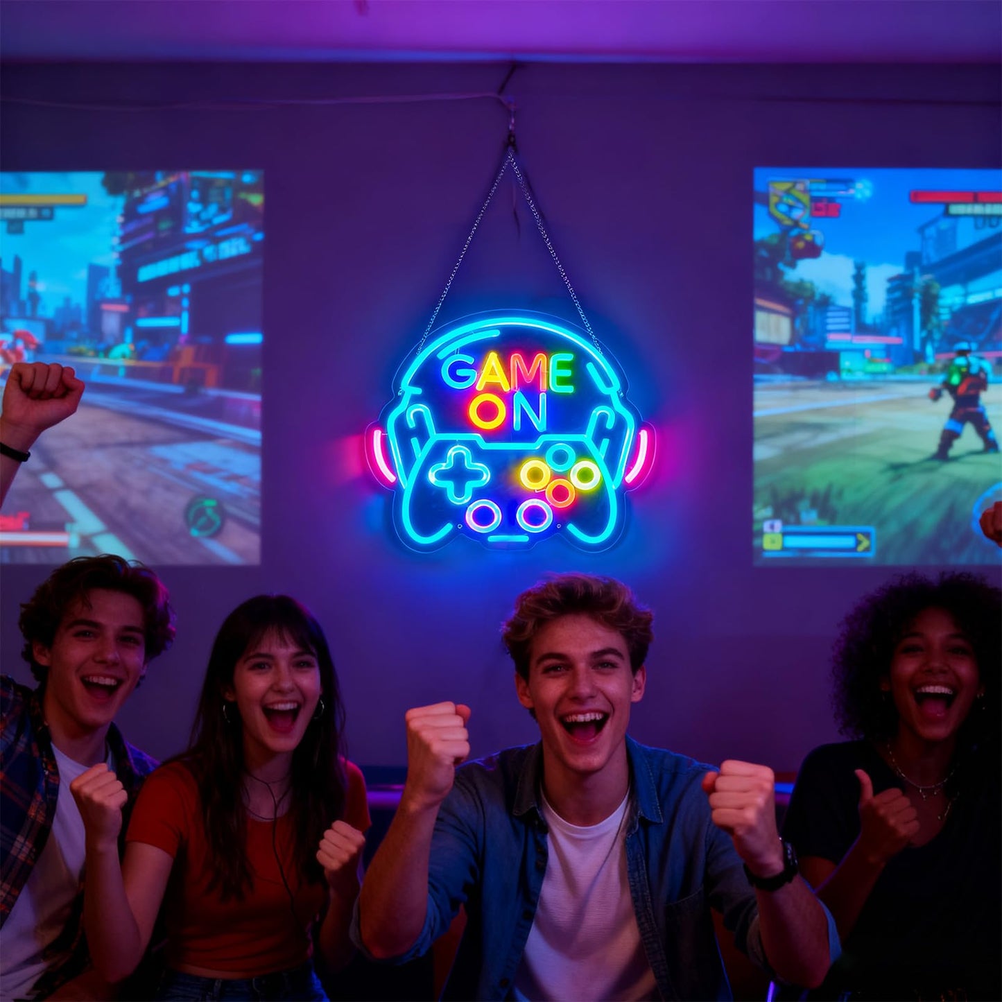 Dimmable Gamer Neon Sign, Game Controller Shaped LED Neon Sign for Gaming Room Decor, 15"x13" USB Powered Adjustable Brightness Gamepad LED Sign for Boys Room, Cool Gamer Gift for Teens and Kids