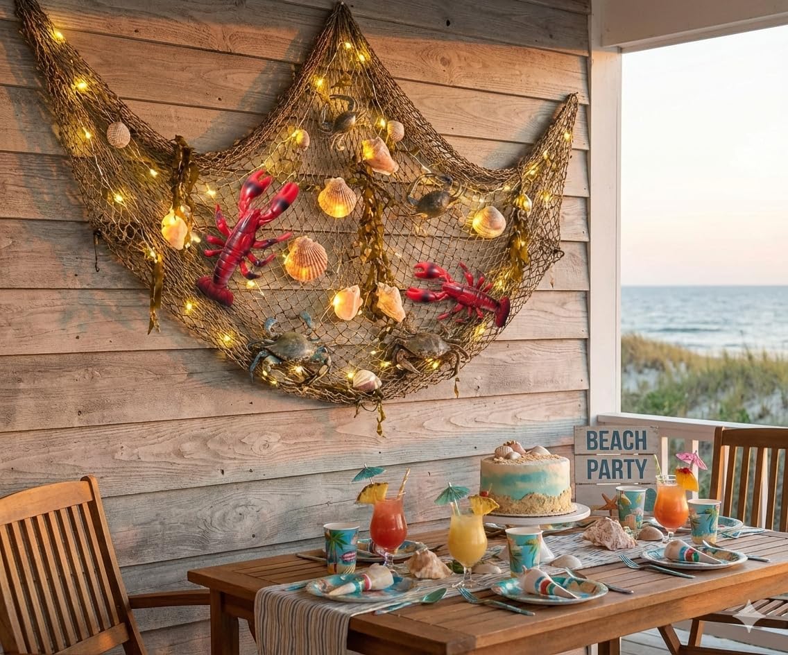 (11") (1) Realistic Red Maine Lobster Plastic Prop for Dinner Party Birthday Oceanic Decoration Fish Net Crab Sea Ocean