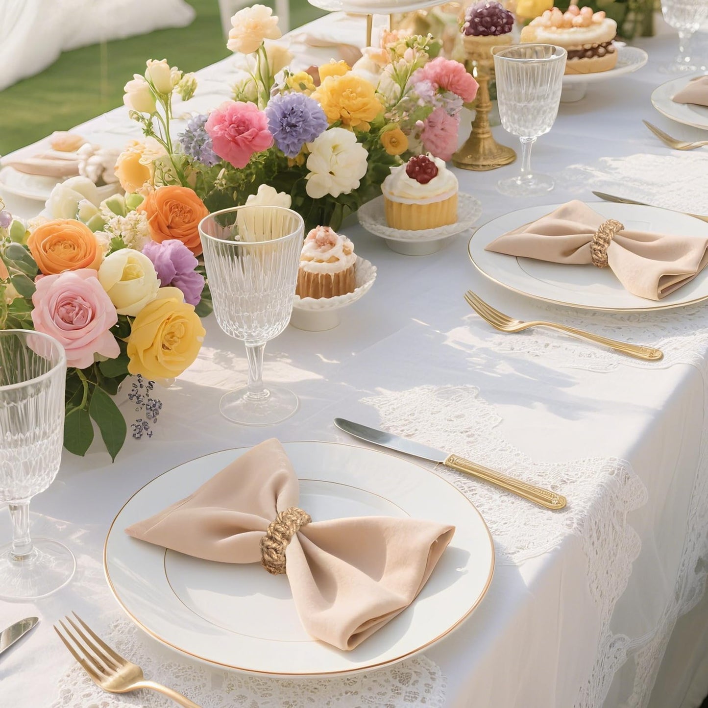 Boho Napkin Rings Set of 6, Handwoven Natural Jute Napkin Rings, Boho Style Table Decor, Wedding Decor
