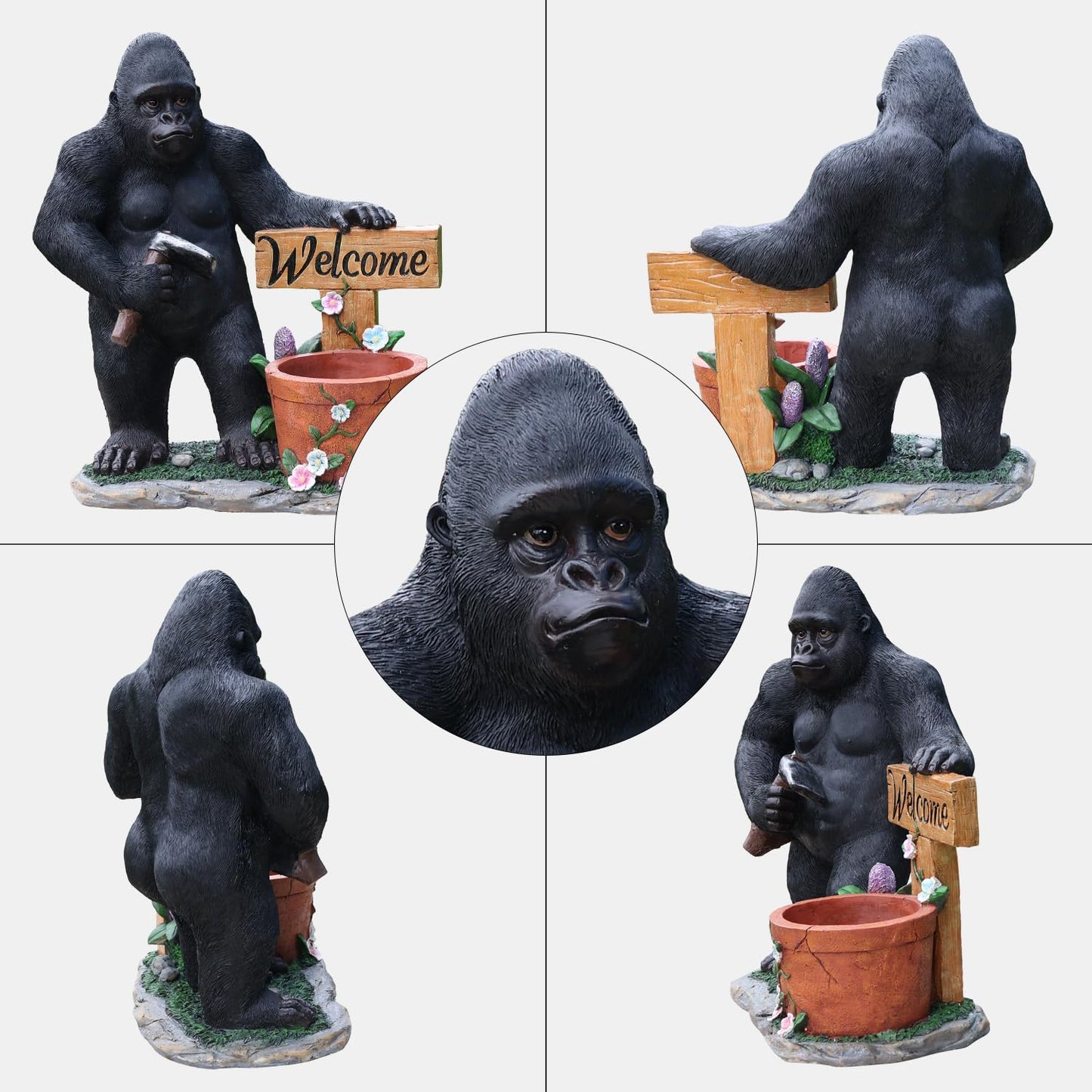 UNOIRNM Unique Statues Planter Gorilla Statue - Gorilla Flower Pot Kingkong Garden Sculptures Animal Landscaping Ornament for Lawn Balcony Yard Garden Patio Decor 28.7 Inch