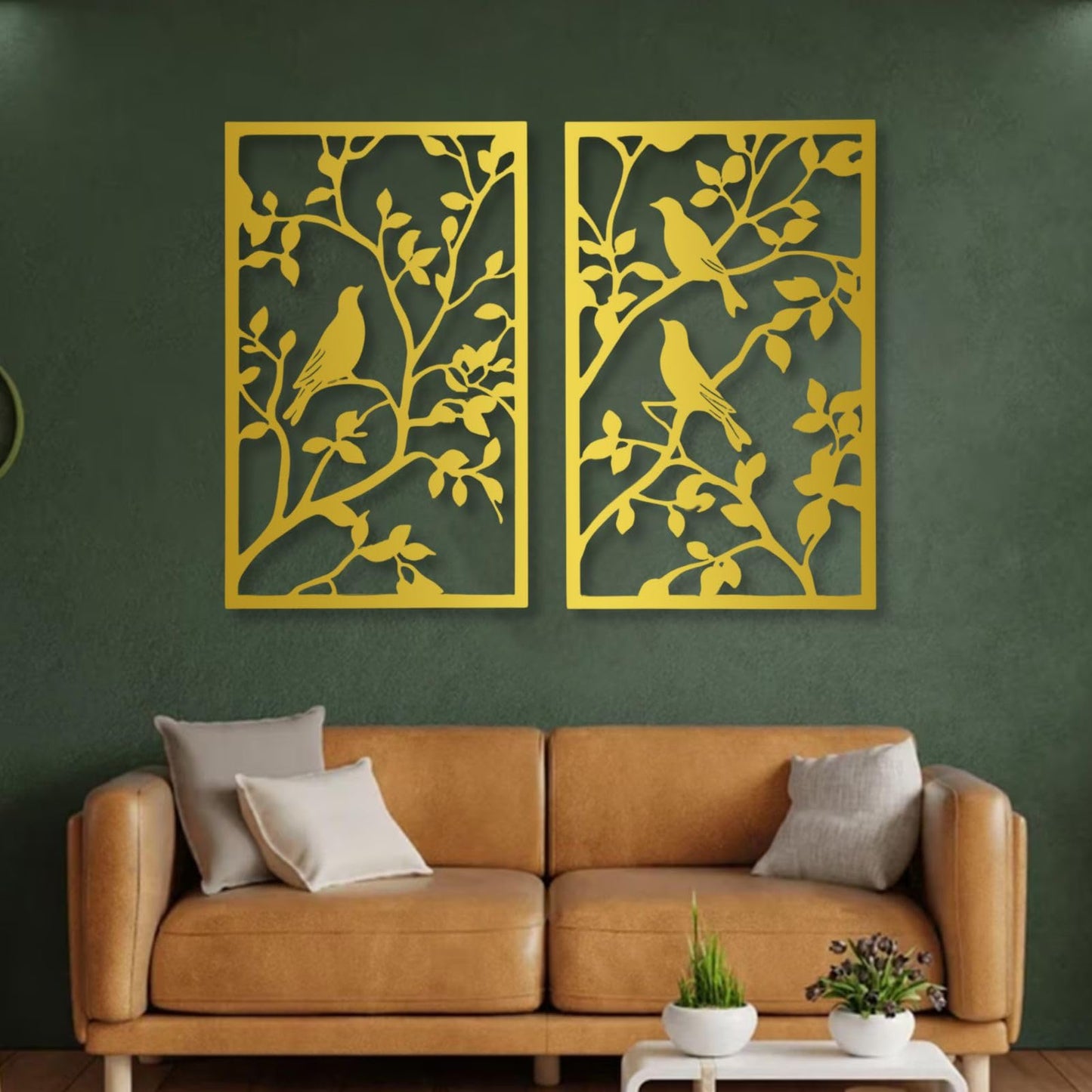 huefoam 2 Pieces Birds on a Branch Wall Decor, Metal Tree Branch Wall Decor, Metal Bird Wall Art for Living Room, Bedroom, Dining Room (Black, single:19"×12"/47×29cm(set of 2), metal art wall decor)
