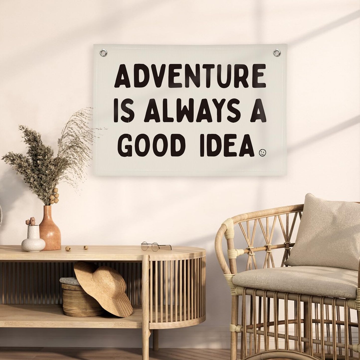 XYDEG Nursery Decor, Boys Room Decoration Adventure Is Always A Good Idea Motivational Banner for Playroom, Nursery Hanging Linen Banner Wall Canvas Flag, Toddler Teen Room Dorm Decor 30x20