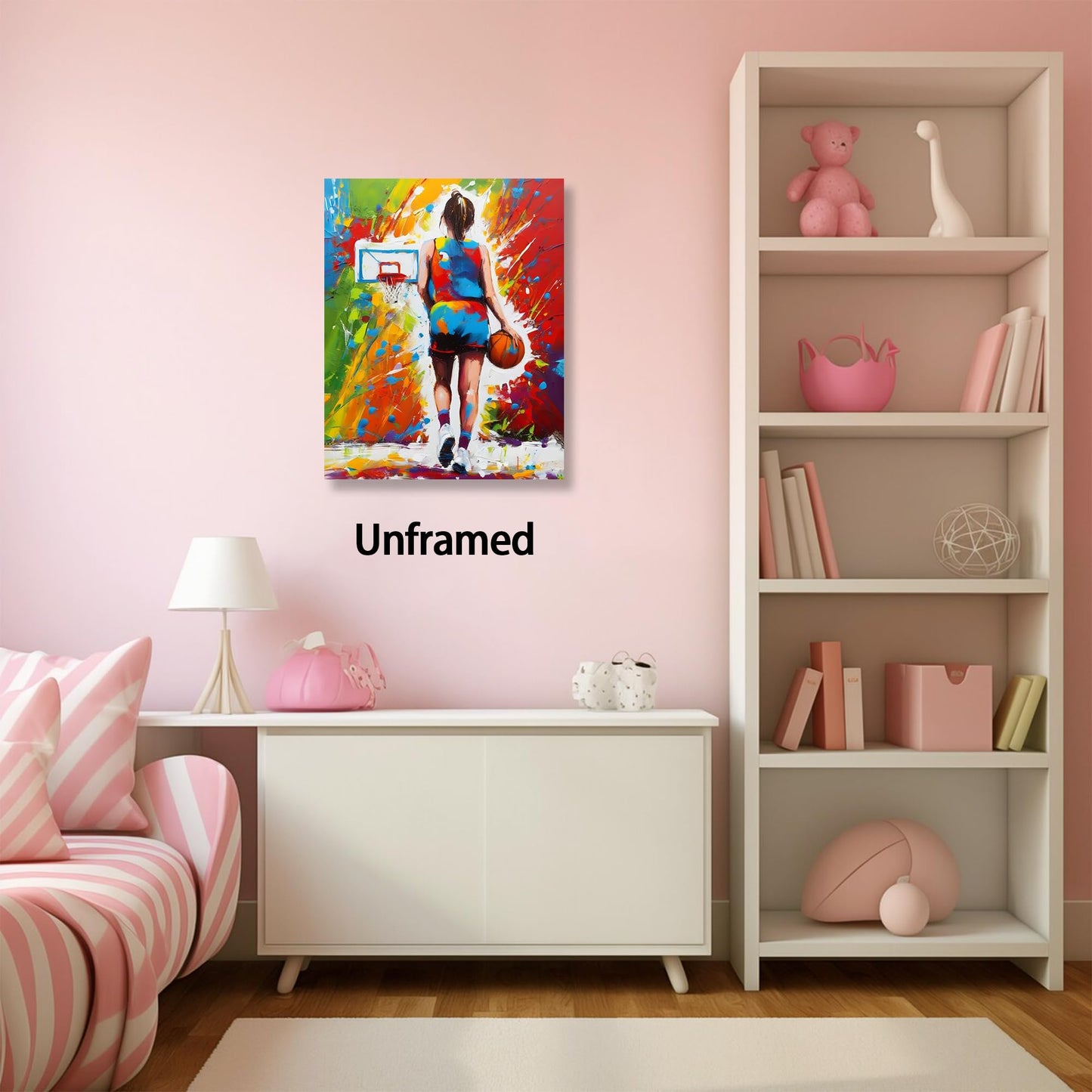 Frimeeme Basketball Wall Art Prints Posters,Basketball Posters For Girl Bedroom,Graffiti Wall Art for Girls Bedroom Print - 4pcs 8x10in Unframed