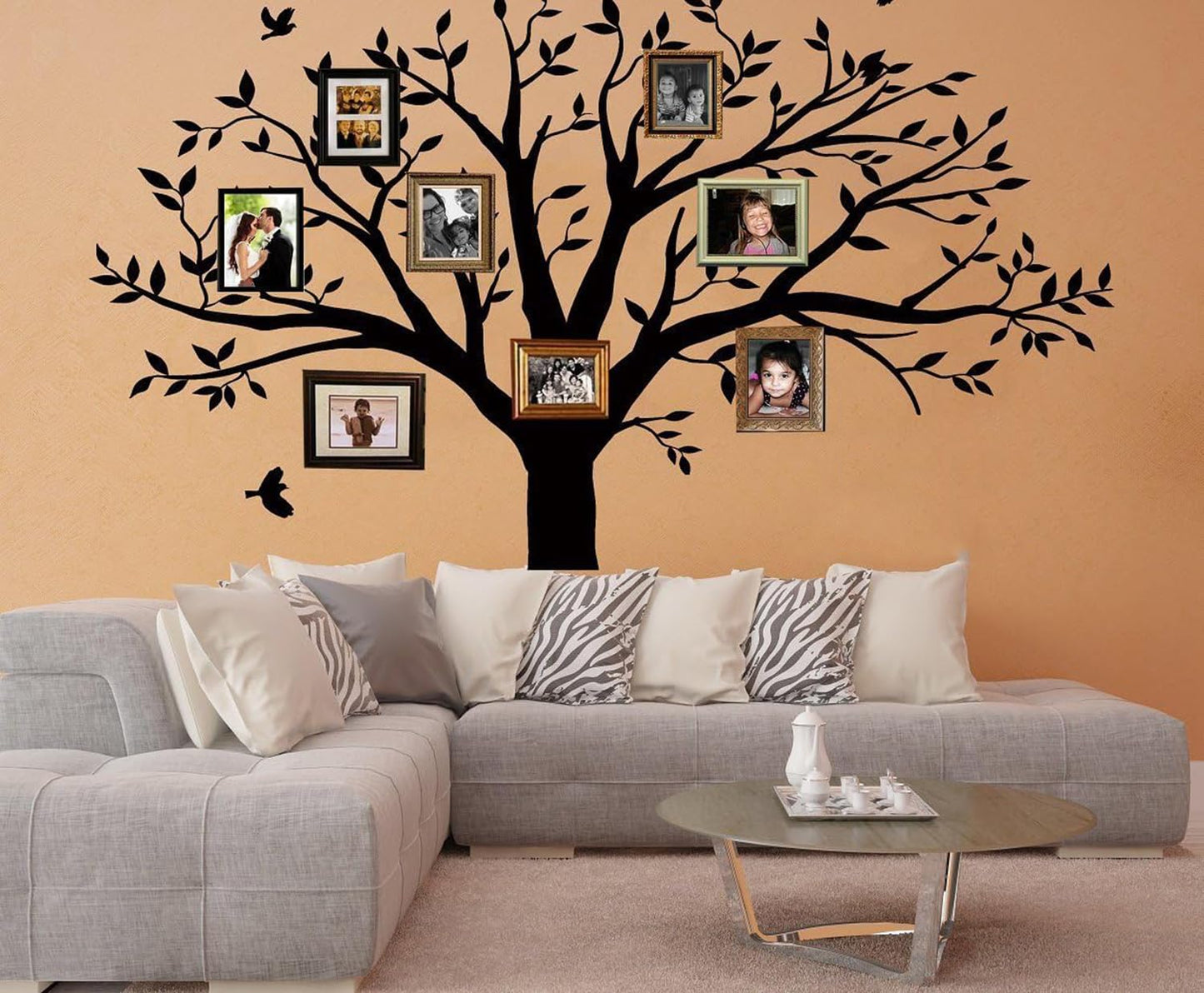 Family Tree Wall Decal - 'Family Like Branches On A Tree' Quote Lettering Wall Sticker for Bedroom Decoration (Black)