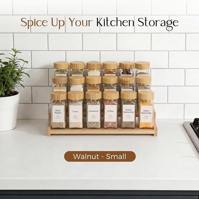 Organizer of Cabinet Special Seasoning, 12in Bamboo 3 Tiered Spice Rack,Used for Kitchen Countertops and Food Storage Room Organizer,Specially Designed for Jars and Spice Bottles (Bamboo, M)