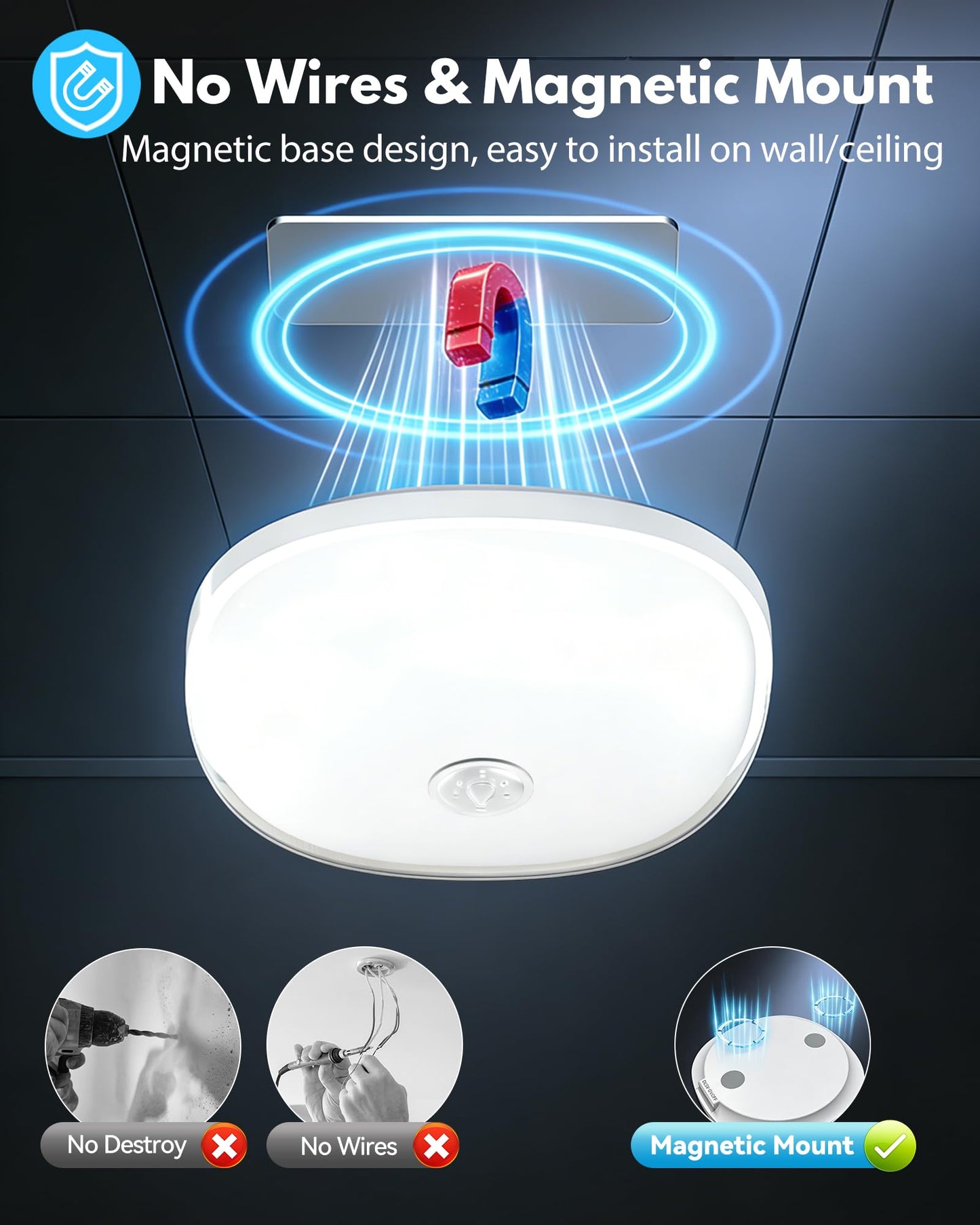 Gotopceed IP65 Waterproof Rechargeable Shower Light - 6โณ 300LM Bright, 16 Colors Bathroom Mood Lighting with Touch & Remote, Magnetic Wireless Ceiling/Wall Light for Inside Shower/Bathtub
