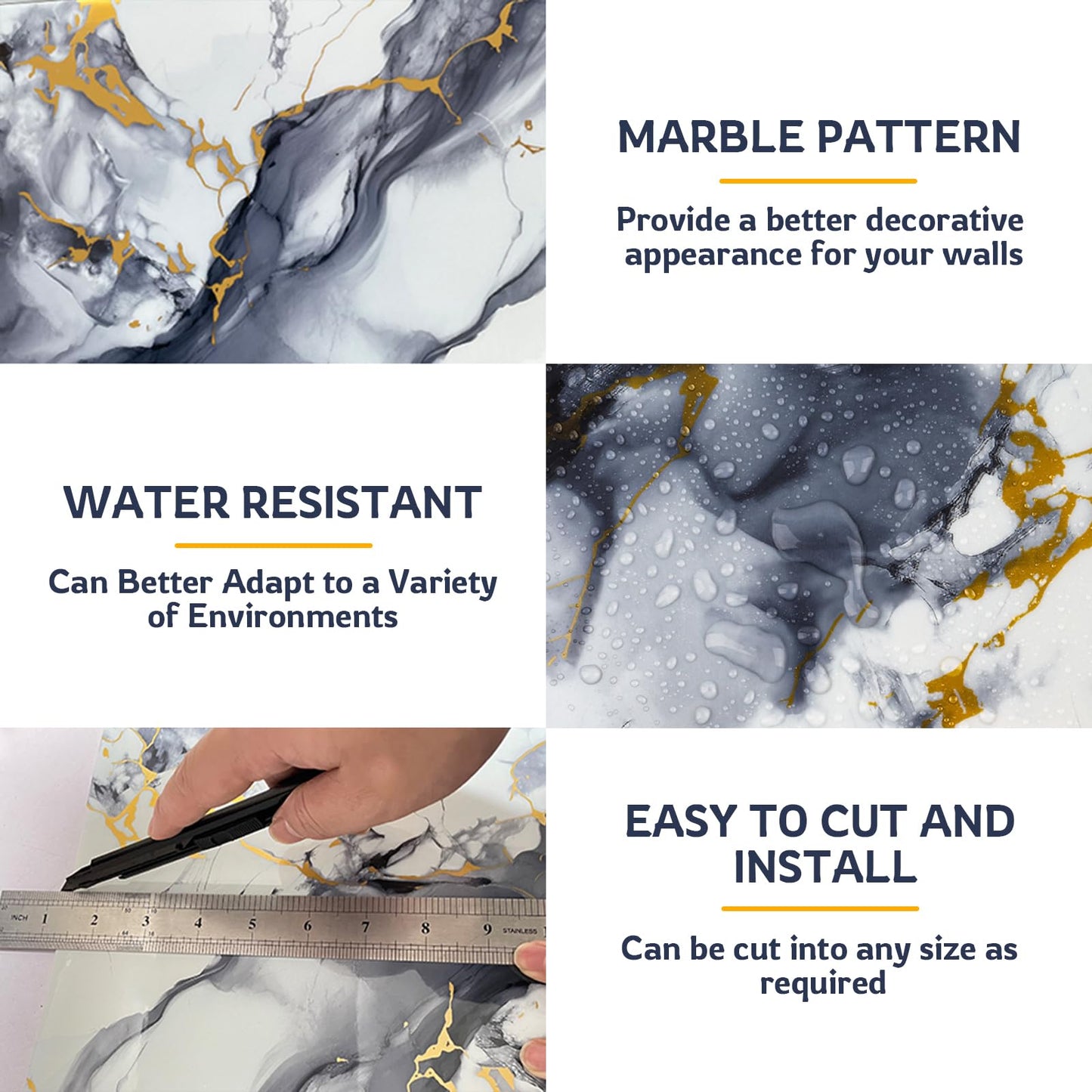 PGVALXOR Peel and Stick Wall Panels for Kitchen Backsplash, 11.8" x 11.8" Self-Adhesive Waterproof Marble Wallpaper for Bathroom, Living Room, 30-Pack