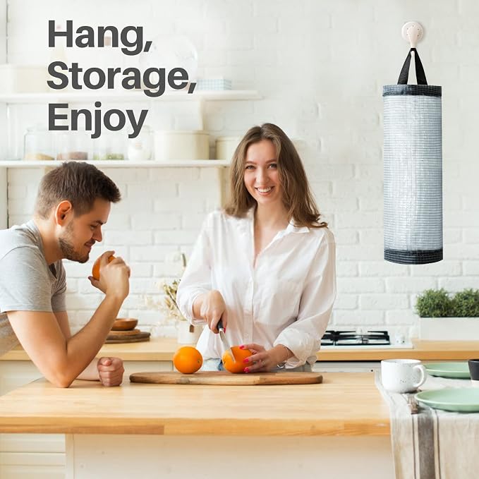 TOGETRUE Plastic Bag Holder, Mesh Grocery Bag Holder Hanging Storage Bag Dispenser (Dark Grey 2 Packs)