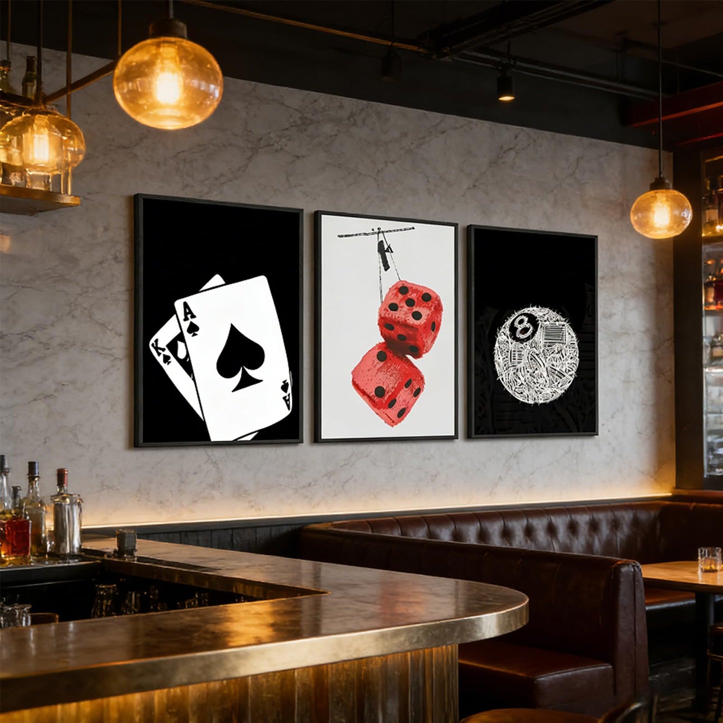 Electrilucn Trendy Graffiti 8 Ball Dice Black And White Poker Canvas Wall Art Funky Preppy Y2k Posters Prints Minimalist Painting Pictures Aesthetic Game Room Apartment Dorm Decor 12x16in Unframed
