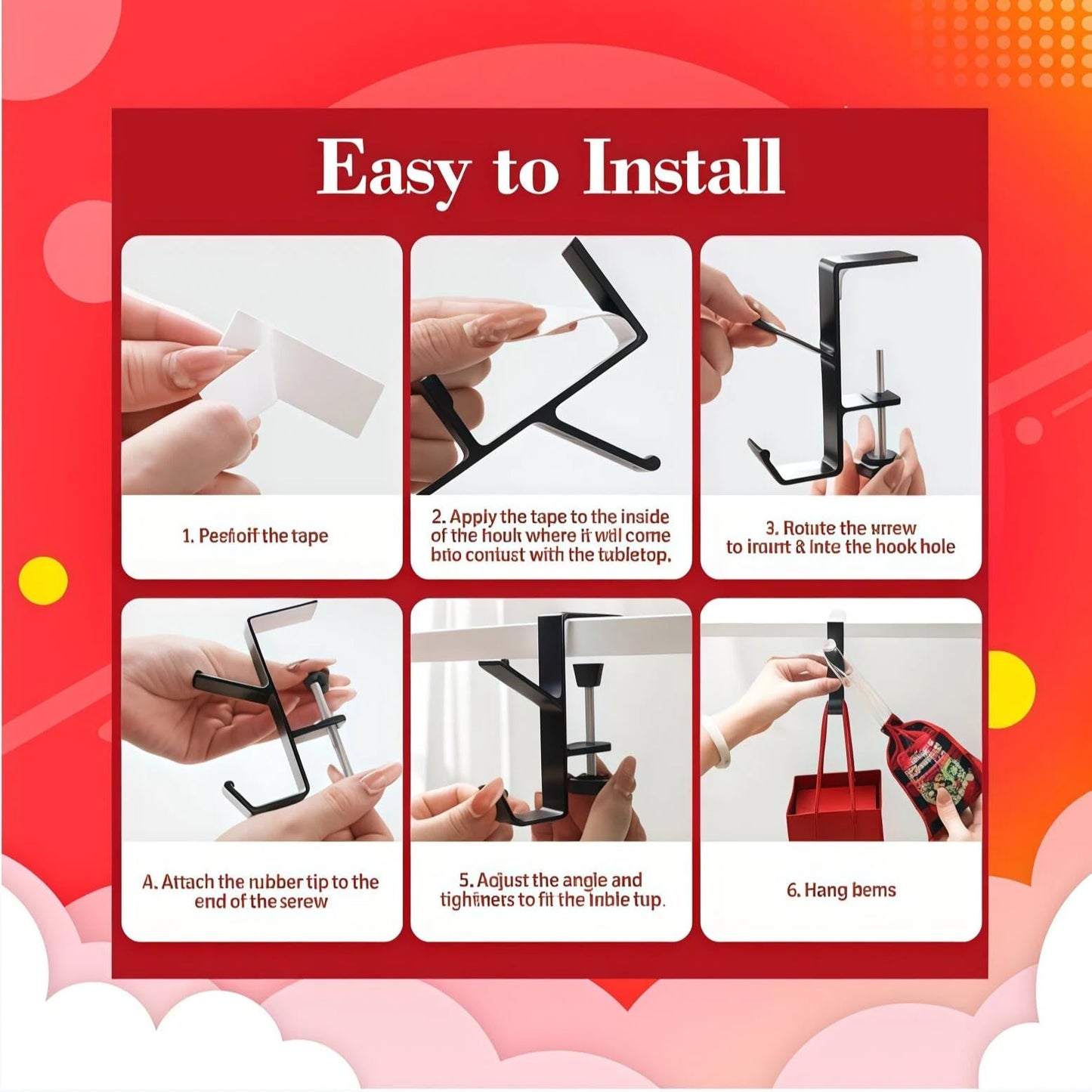 Stocking Holders for Mantle,Garland Hangers for Mantle,Fireplace Stocking and Garland Hanger,4pcs 2-in-1 Adjustable Non Drilled Wall Stove Hook for Christmas Day Home Decoration Metal (Black)