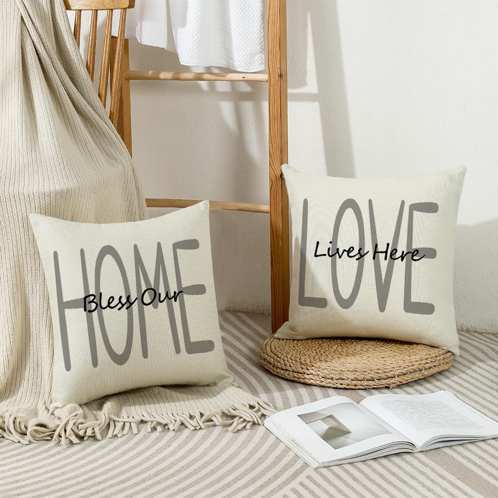 wyooxoo Throw Pillow Covers 20x20 Set of 4 Farmhouse Pillow Covers Natural Cushion Cases Decorative Pillowcases for Sofa Couch Living Room Outdoor Home Decor