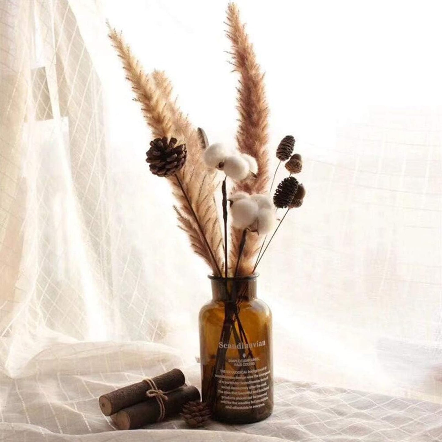 JOHOUSE 18PCS Hanging Natural Pine Cones (1.5"–2.5"), Rustic Pinecones with Strings for Garland, Wreath Making, Vase/Bowl Filler Spring Decor