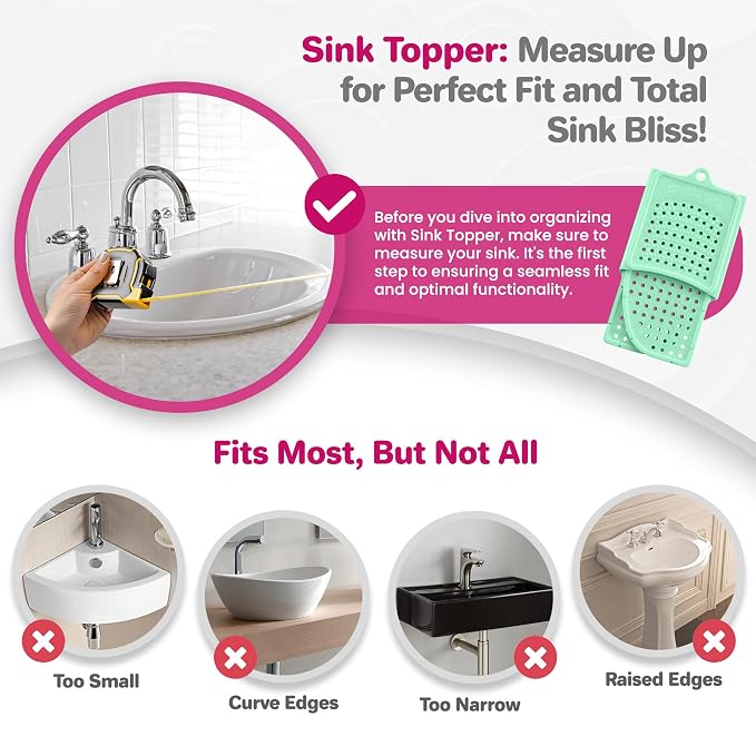 Sink Topper Bathroom Counter Cover & Storage Saver, Foldable Silicone Mat for Hot Tools, Hair Styling & Makeup, Beauty Brush Cleaning Mat, RV Camper Sink Cover & for Small Spaces (Large Green)