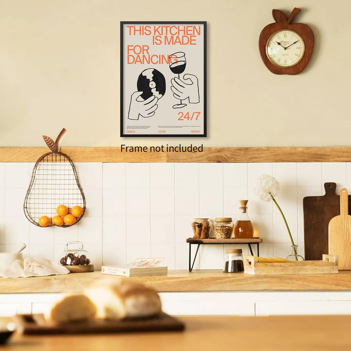 enttgo This Kitchen Is for Dancing Sign Wall Art Cocktail Alcohol Drink Poster Trendy Retro Coffee Dining Room Canvas Prints Bar Cart Wall Decor 12x16 inch Unframed