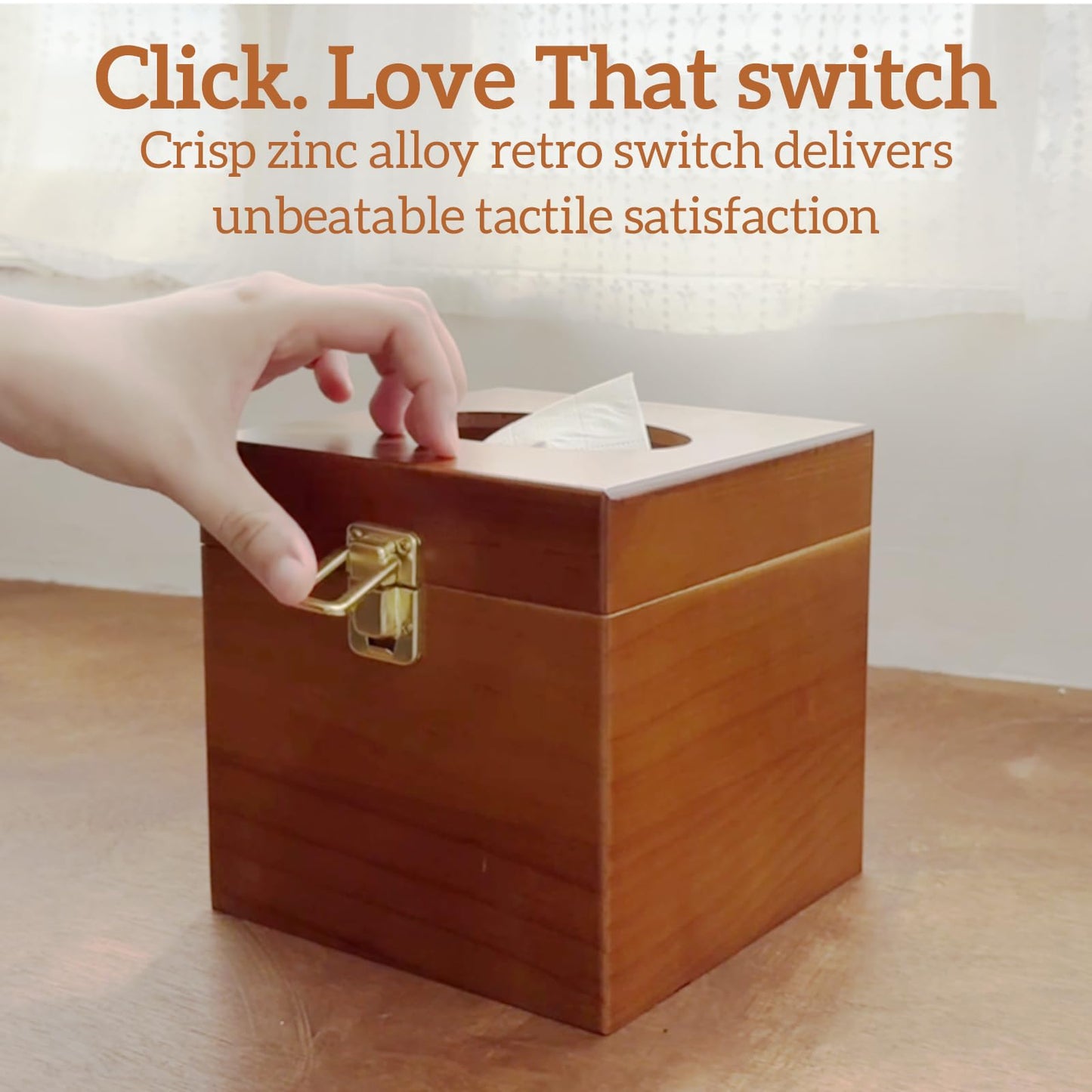 Wooden Square Tissue Box Cover with Lid, Decorative Cube Tissue Box Holder, Bathroom Accessories, Office Decor, Home Decor for Modern Farmhouse Classic Style