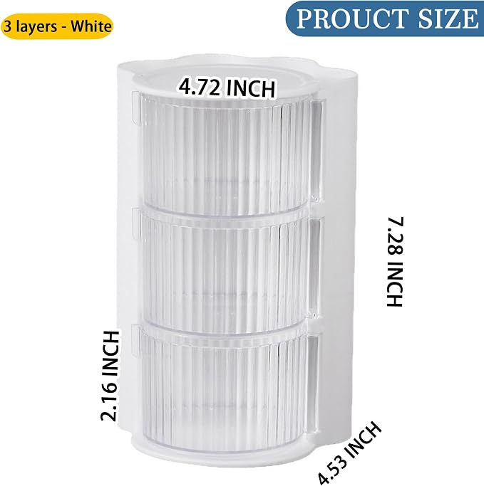 Hair Accessories Organizer with Hair Brush Holder, Rotatable Makeup Brush Holder for Necklaces, Earring, Bracelet, Ring, Makeup Brushes, Hair Clip and Hair Accessories (Stripe White, 3-Layer)