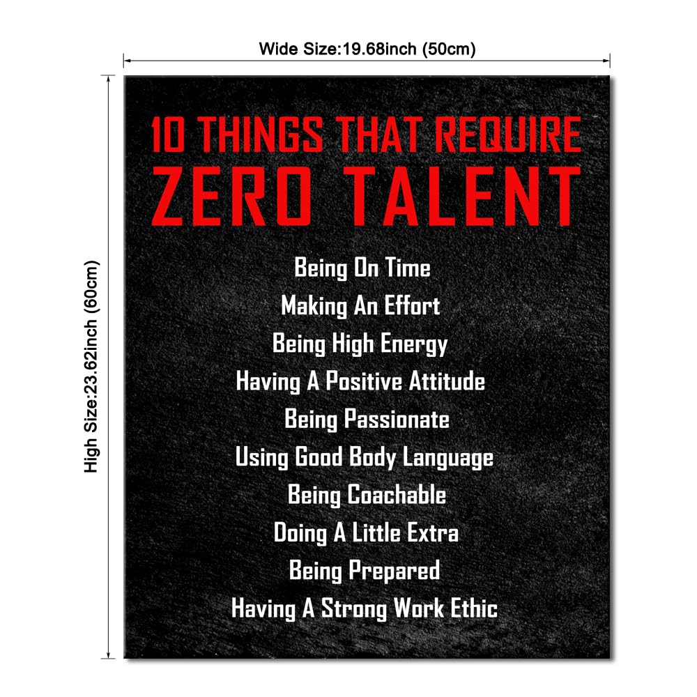 Pyradecor Large Motivational 10 Things that Require Zero Talent Office Positive Quotes Inspirational Poster Canvas Prints for Classroom Living Room Home Decorations