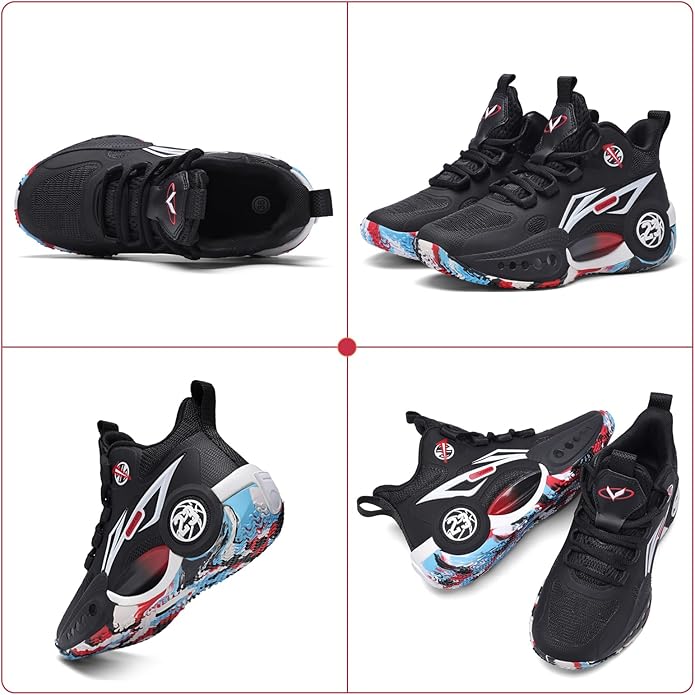 JMFCHI Kids Basketball Shoes High-top Sports Shoes Sneakers Durable Lace-up Non-Slip Running Shoes Secure for Little Kids Big Kids and Boys Girls