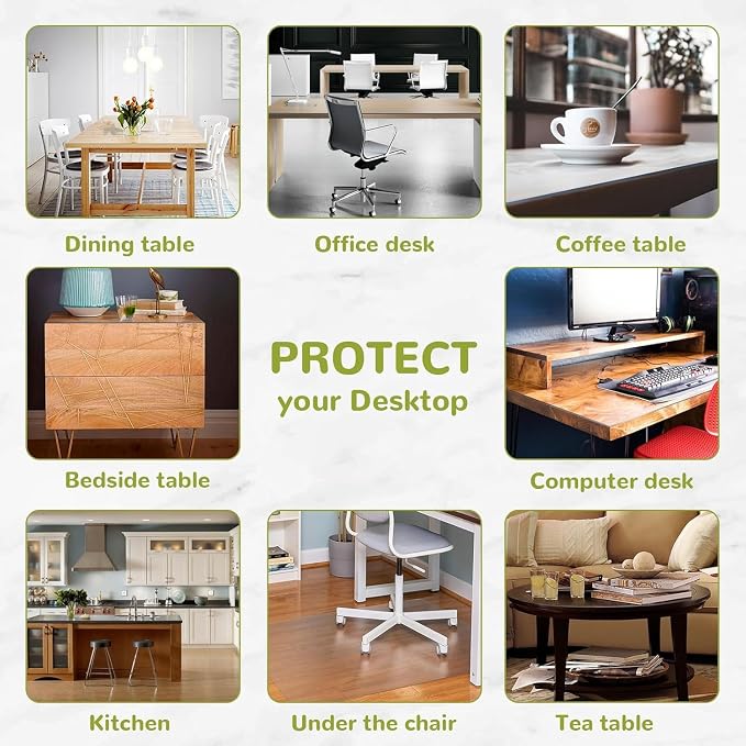 14 x 51 Inch Clear Table Cover Protector, Clear Desk Mat, Transparent Table Protector, 1.5mm Plastic Table Cover, Vinyl Table Protector, Desk Mats on Top of Desks