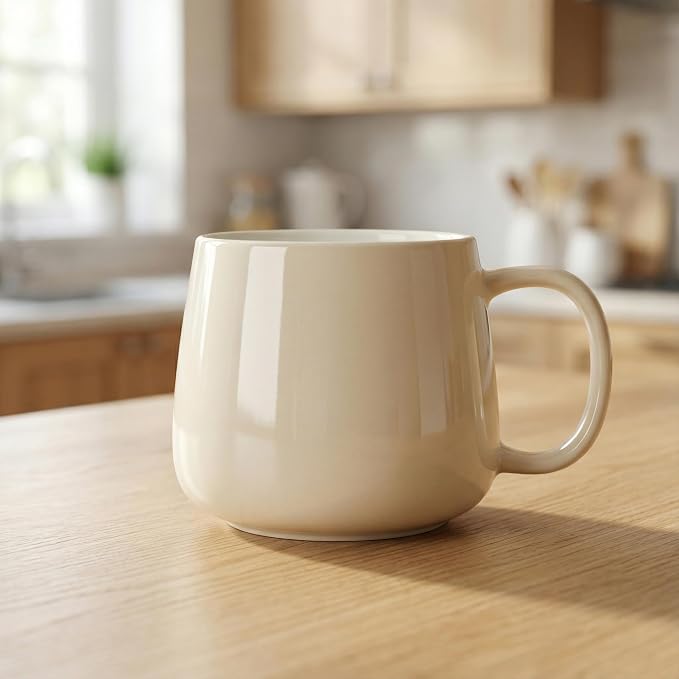 Teocera Coffee Mugs Set of 4-12oz Chip-Resistant Ceramic Cups with Ergonomic Handle | Dishwasher & Microwave Safe Cream Mugs | Keeps Beverage Hot, Perfect for Family Kitchen & Holiday Gifts