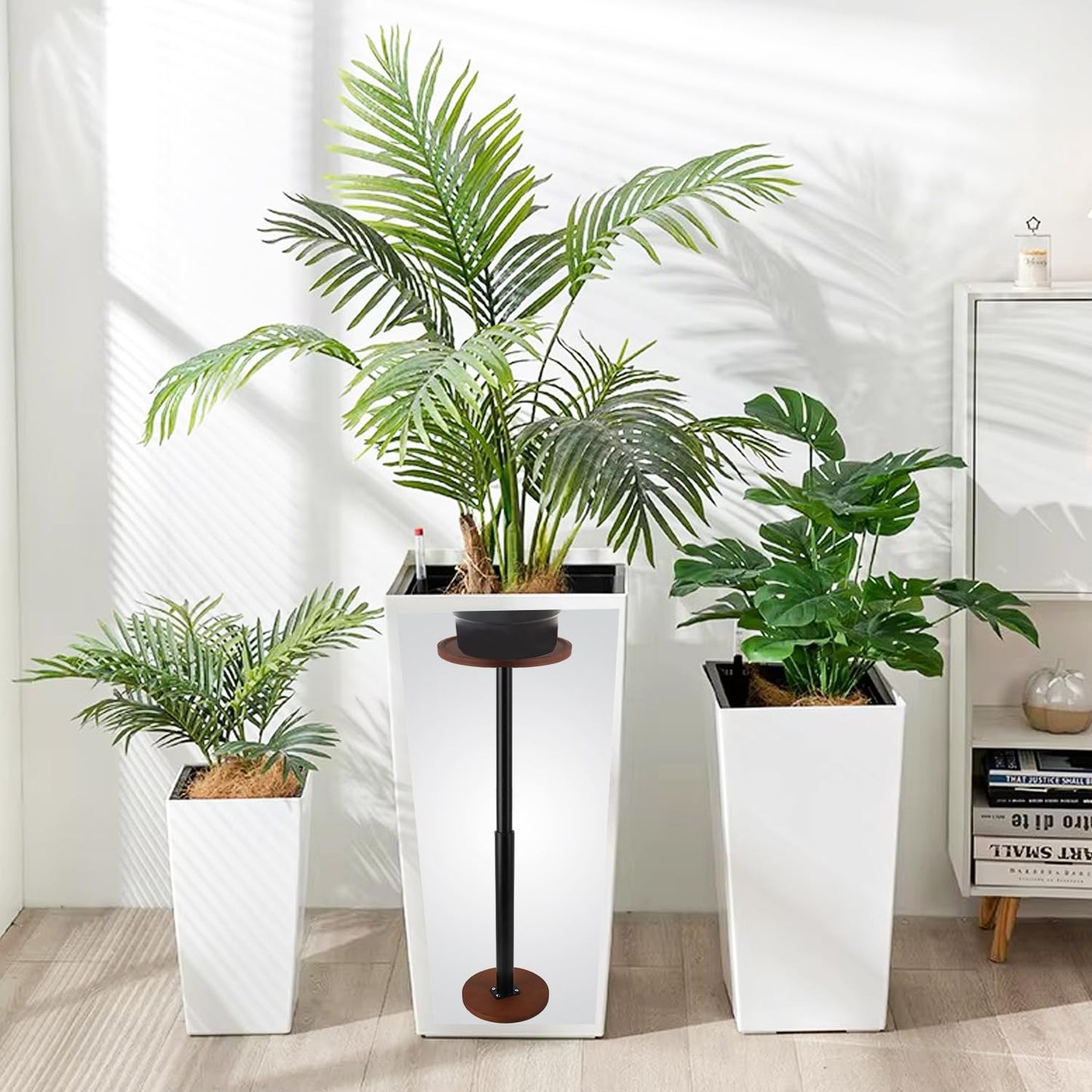 LUTTY 2Set Wooden Adjustable Plant Risers for Inside Pot,13.8-21.7 inches Tall Tapered Plant Riser Fill Bottom of Tall Flower Pots and Large Plants Containers, Rise Filler Riser of Flower Pots
