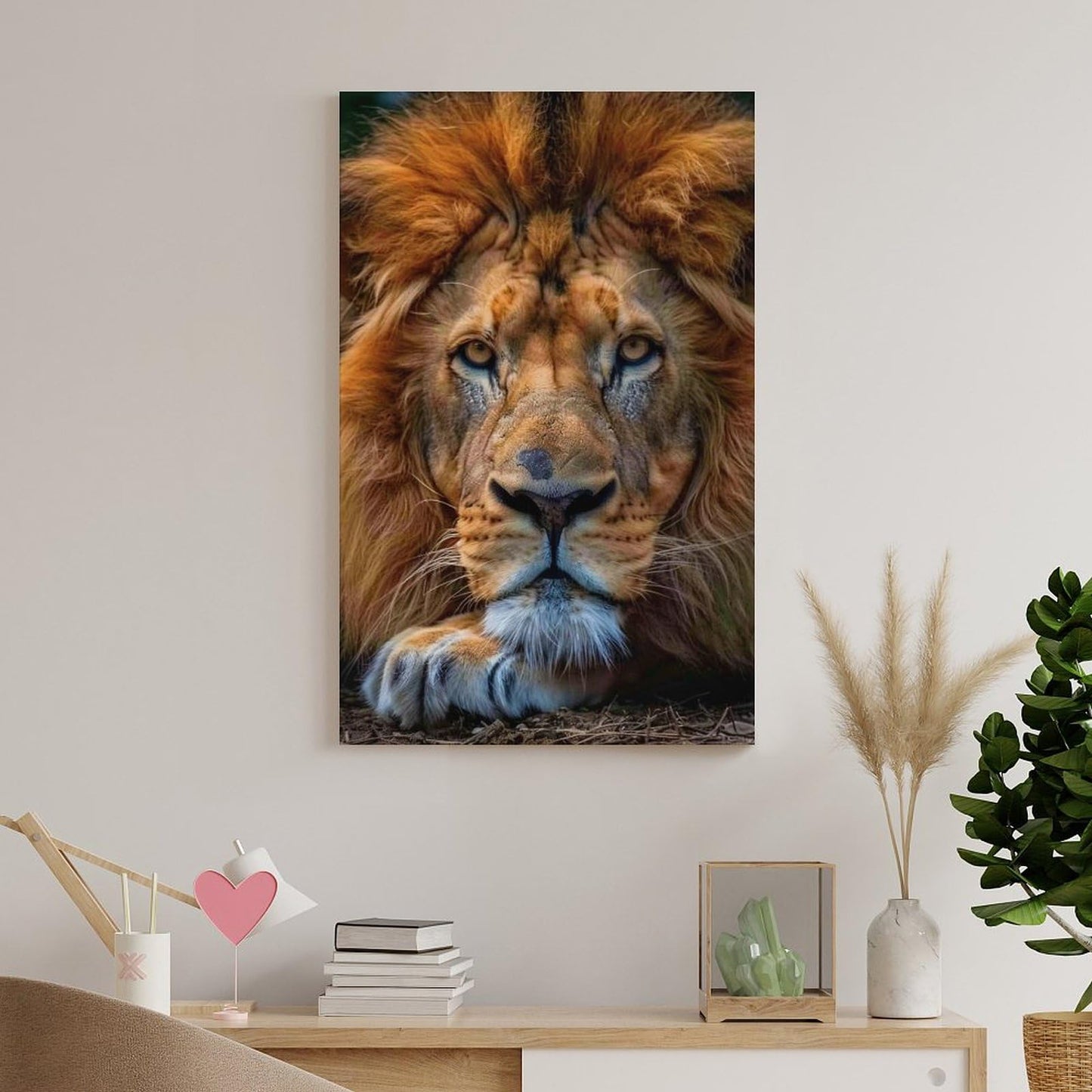 QEOPGNE African Lion Portrait Animal Cool Poster Canvas Wall Art Posters & Prints Painting for Bedroom Classroom Dorm Living Room Aesthetic Decor for Mens Women Framed Unframed 12x18inch(30x45cm)