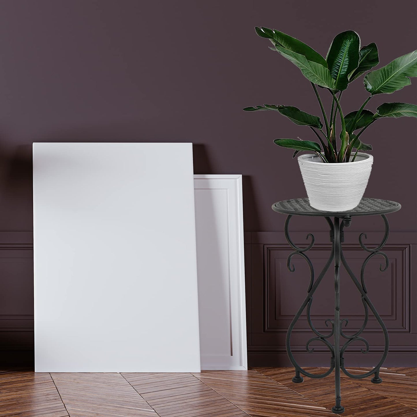 NAKUPE Metal Plant Stands 2 Pack, Heavy Duty Plant Pedestal 17" Tall, Single Flower Pot Holder for Indoor, Outdoor, Patio, Porch, Garden, Balcony, Black