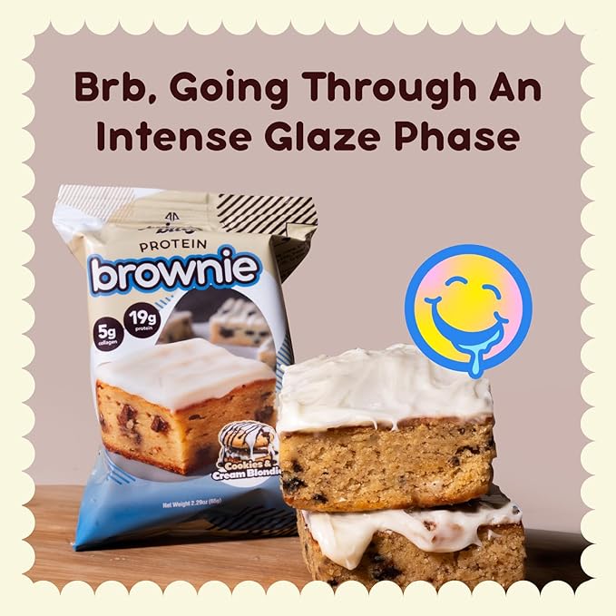 Prime Bites Protein Brownie, High Protein, Collagen Fortified Low Sugar Treat, Delicious Snack - 12 Bars per Box (Banana Nut)