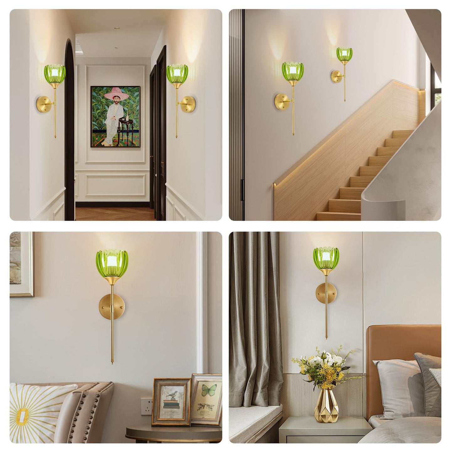SoodMi Battery Operated Wall Sconce Set of 2, Rechargeable Wireless Wall Sconce Lights with Glass Lampshade, 5000mAh Dimmable Bulbs with Remote,15 Colors Wireless Wall Lamps for Bedroom Living Room
