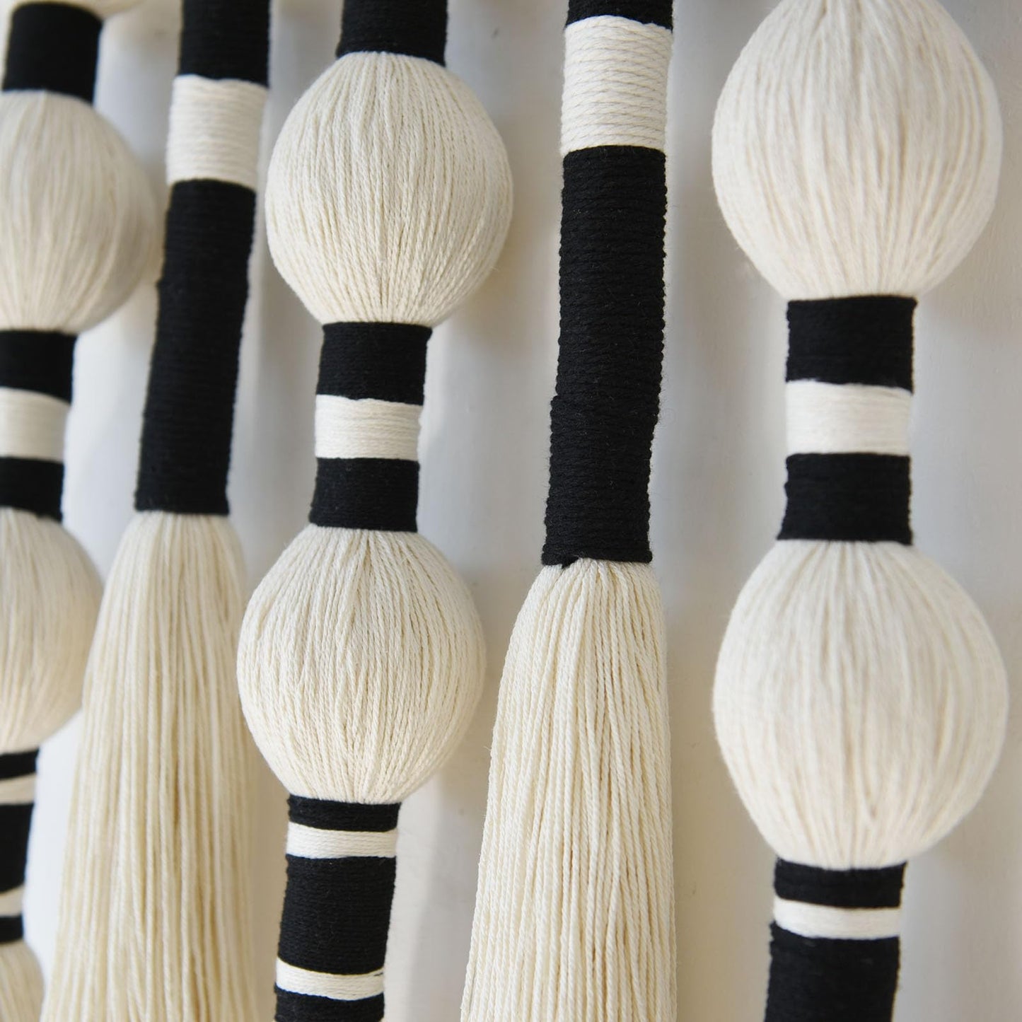Flber Macrame Wall Hanging Tassels Sphericity Cotton Textile Hanging Geometric Yarn Wall Art for Bedroom Living Room Decor 15.7" W x 39" L