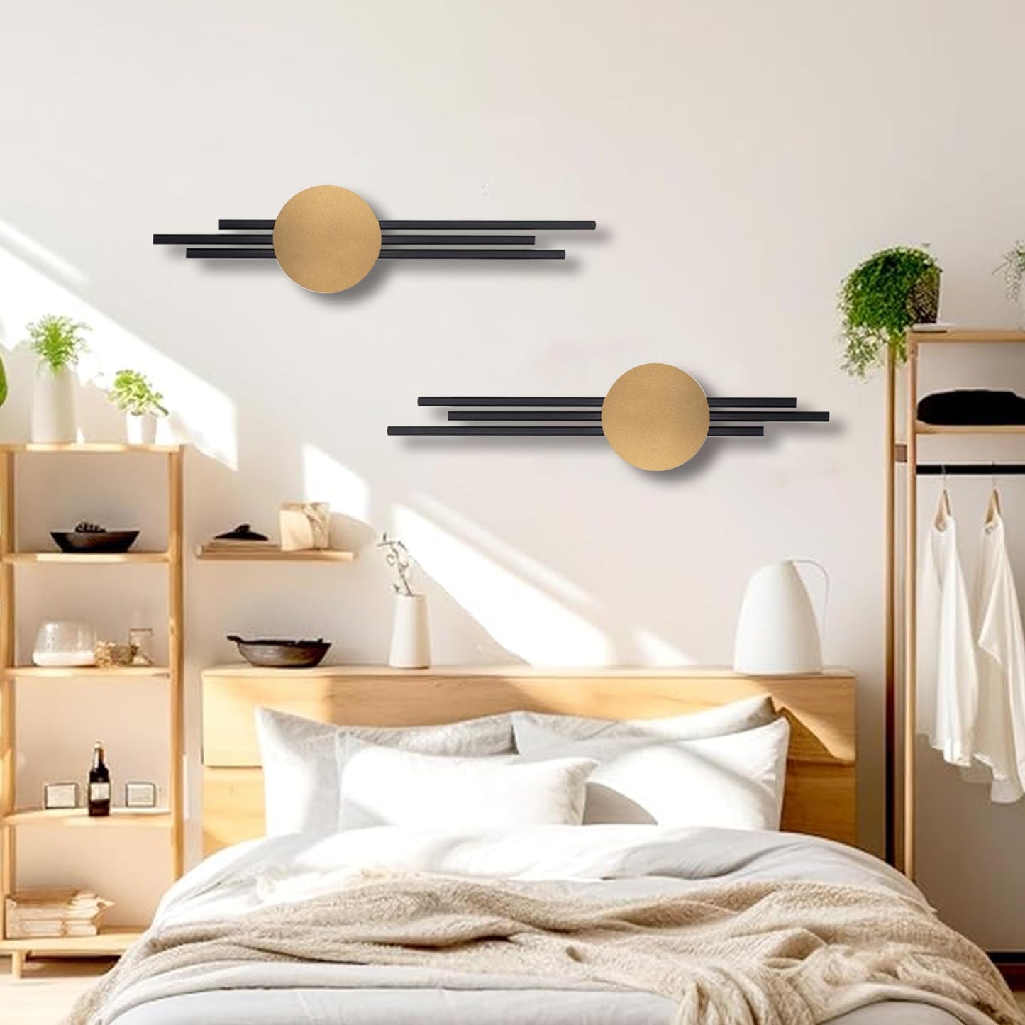 JFUJFU 3d Large Wall Art for Living Room Metal Black And Gold Decor for Entryway & Hallway & Dining Room (Set of 2, 23.5" x 6.7")