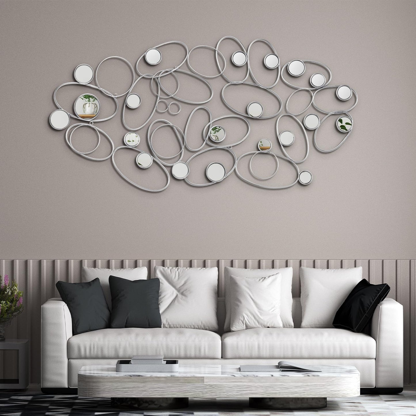 Tandefio 7 Pcs Decorative Mirrors Home Wall Art Decor Hanging Mirrors Wall Art for Living Room Bedroom Entryway 60 x 20 Inches