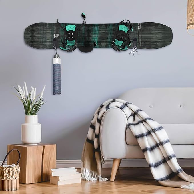Snowboard Wall Mount Clips, Horizontal Skateboard Wall Mount,Snowboard Display Stand for Room, Garage