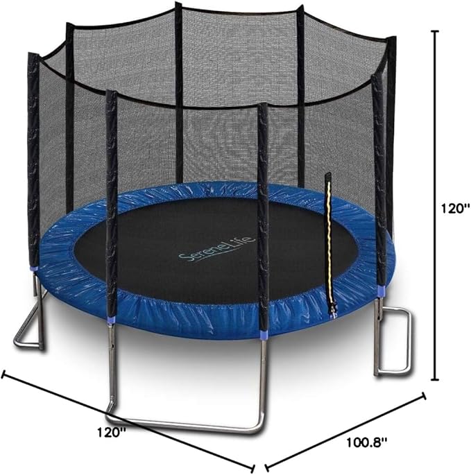 Serenelife 12FT 10FT 8FT Recreational Trampolines with Enclosure Net and Ladder and Anti-Rust Coating, ASTM Approved Trampoline Outdoor for Kids and Adults Outdoor Yard Trampolines